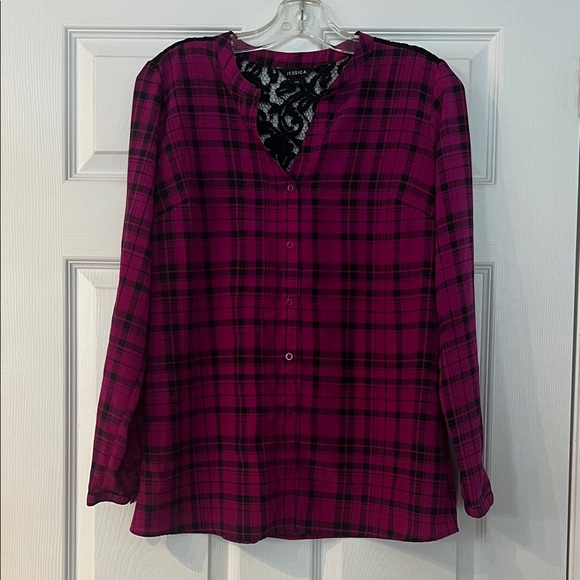 Jessica Tops - Jessica Pink and Black Plaid Blouse